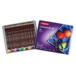 Derwent Coloursoft Tin Of 24 Pencils Drawing & Colouring