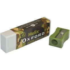 Helix Oxford Camo Eraser & Pencil Sharpener Green Student Stationery