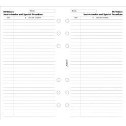 Filofax Filofax Refills Personal Birthdays, Anniversaries And Special Occasions