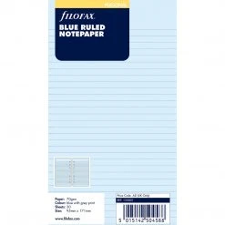 Filofax Personal Blue Ruled Notepaper Filofax Refills
