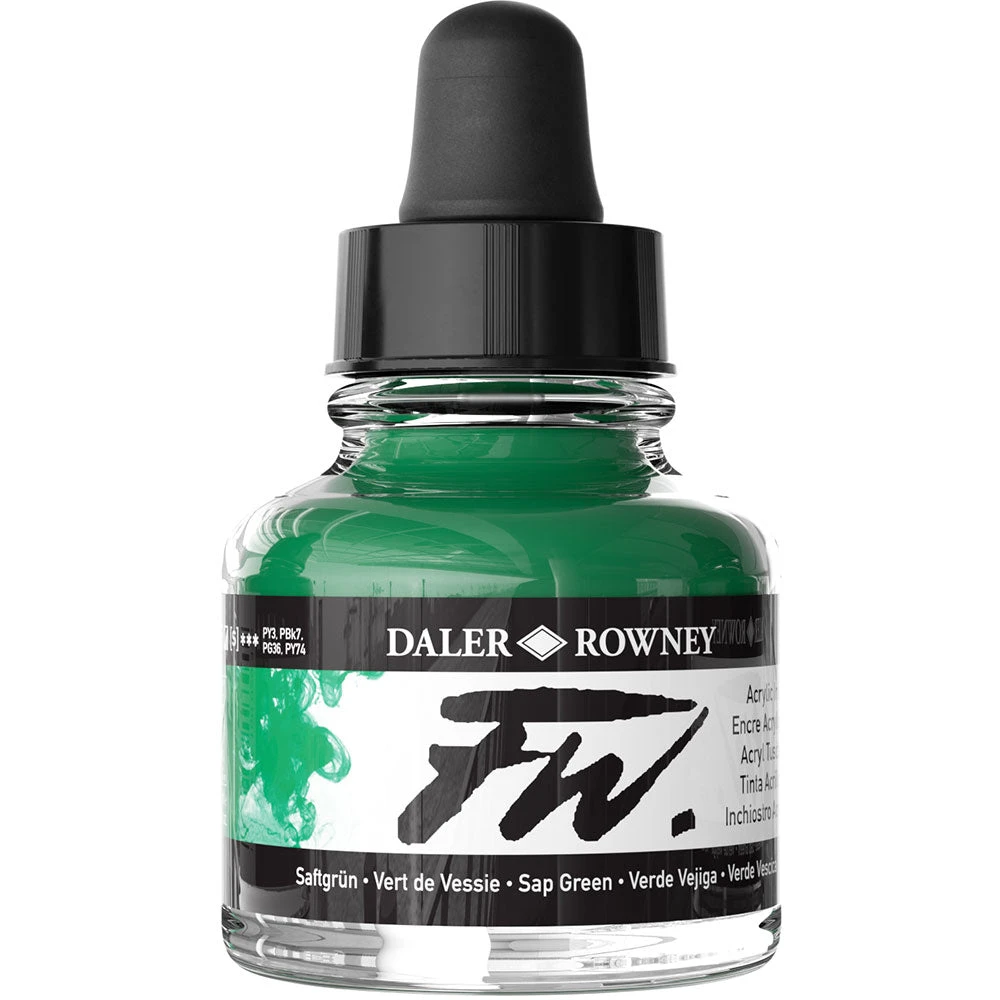 Daler Rowney FW Ink 29.5ml Sap Green 3 Daler Rowney FW Ink 29.5ml Sap Green