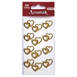 Artoz Art-work 3d Sticker Double Hearts In Gold