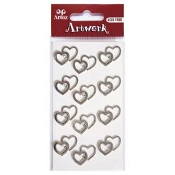 Artoz Art-work 3d Sticker Double Hearts In Silver