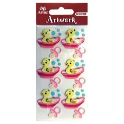 Artoz Art-work 3d Sticker Baby Duck Pink Stickers And Peeloffs