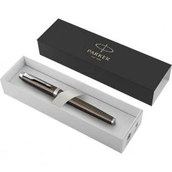 Parker IM Premium Deep Gunmetal Chiselled Fountain Pen Boxed