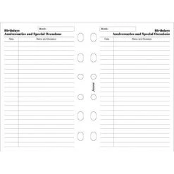 Filofax Pocket Birthdays, Anniversaries And Special Occasions