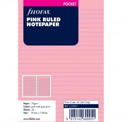 Filofax Pocket Pink Ruled Notepaper