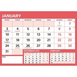 Calendar Collection Diaries 2022 Calendar - Red & Black Large Boldtype A4