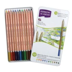 Drawing & Colouring Derwent Academy Watercolour Pencils Tin Of 12