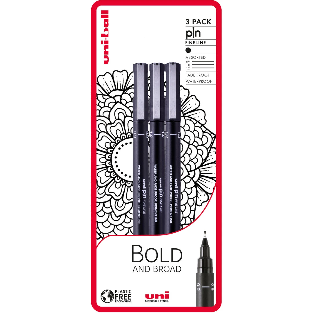 Uni-Ball PIN Set Of 3 Bold And Broad 3 Uni-Ball PIN Set Of 3 Bold And Broad
