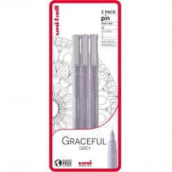 Uni-Ball PIN Set Of 3 Graceful Grey Drawing & Colouring