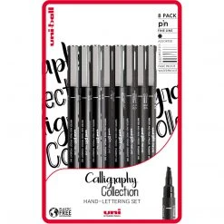 Uni-Ball PIN Set Of 8 Calligraphy Drawing & Colouring