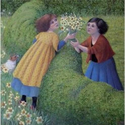 Canns Down Press Greetings Cards Marcelle Milo Gray - Two Neighbours With Daffodils