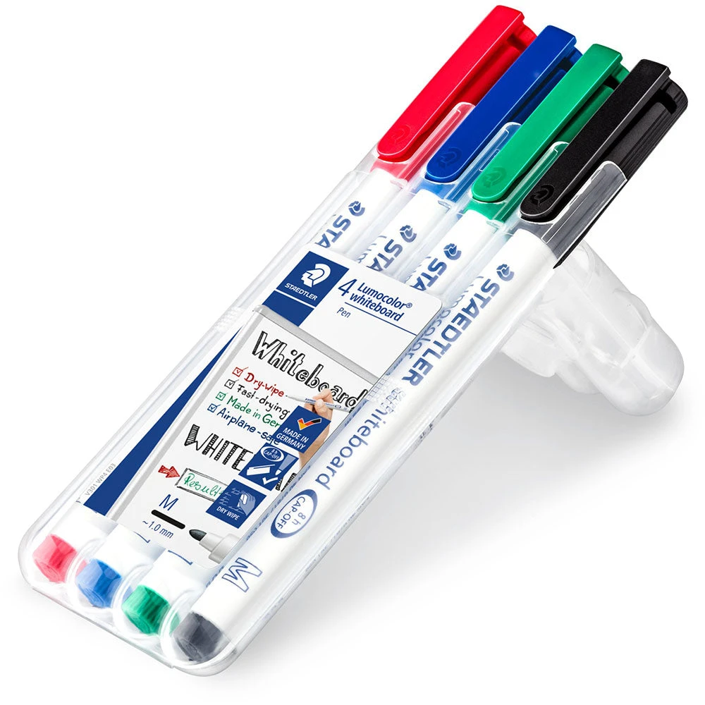 Writing Pens & Pencils Staedtler 301 WP4 Whiteboard Marker 1.0mm Pens Wallet Of 4 3 Writing Pens & Pencils Staedtler 301 WP4 Whiteboard Marker 1.0mm Pens Wallet Of 4
