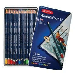 Derwent Watercolour Tin Of 12 Pencils Drawing & Colouring