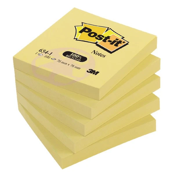 3M Repositionable Notes Post-it Notes Recycled 76 X 76mm Canary Yellow 654-1Y 3 3M Repositionable Notes Post-it Notes Recycled 76 X 76mm Canary Yellow 654-1Y