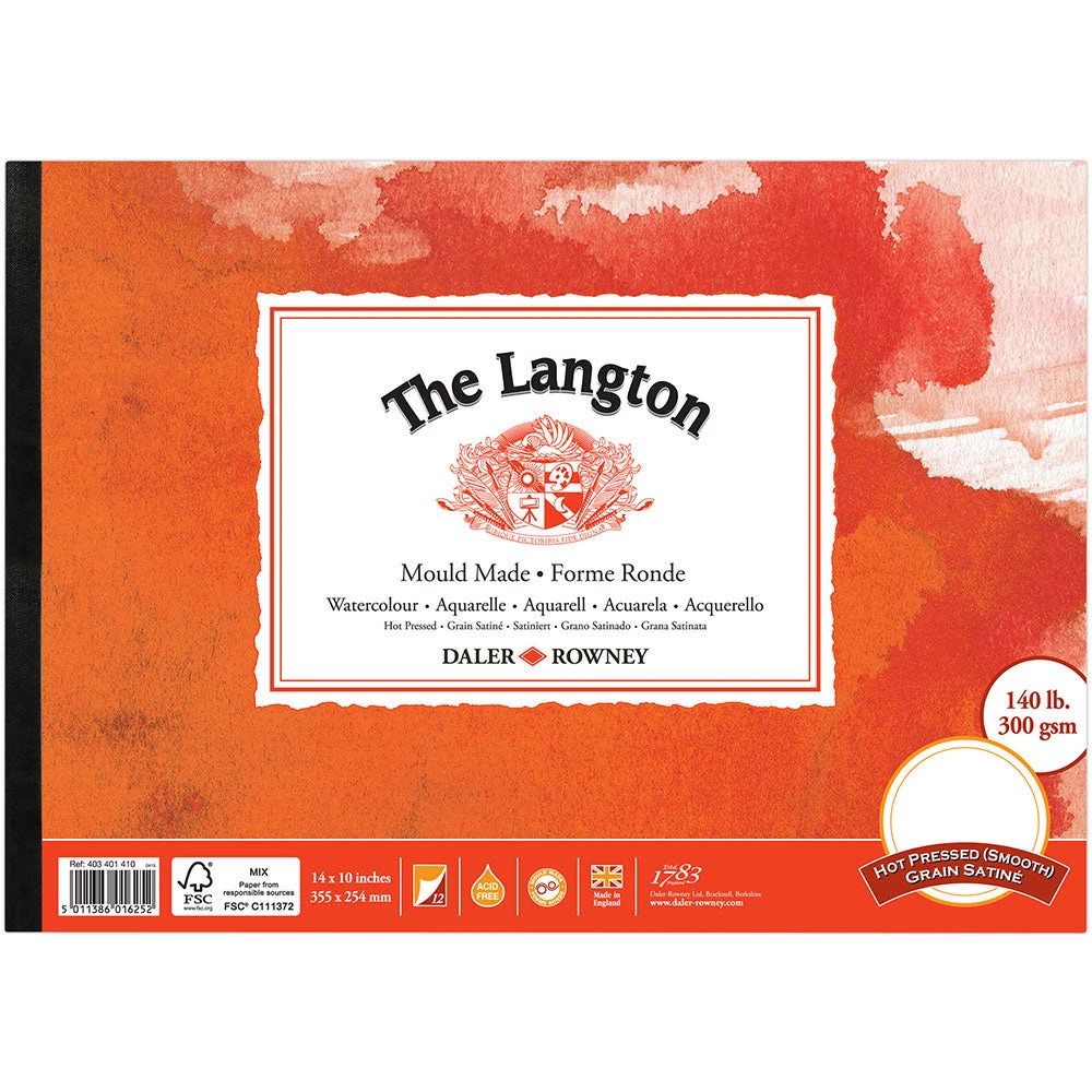 Paper Daler Rowney Langton Pad Hot Pressed 300g 6 Paper Daler Rowney Langton Pad Hot Pressed 300g