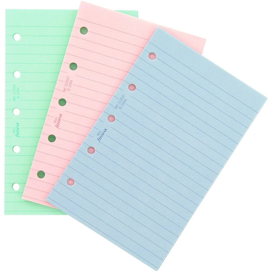 Filofax Mini Fashion Coloured Ruled Notepaper Filofax Refills 3 Filofax Mini Fashion Coloured Ruled Notepaper Filofax Refills