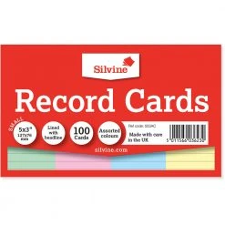 Silvine Record Cards Ruled Assorted