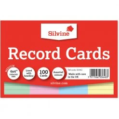 Silvine Record Cards Ruled Assorted