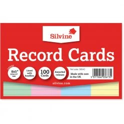 Silvine Record Cards Ruled Assorted