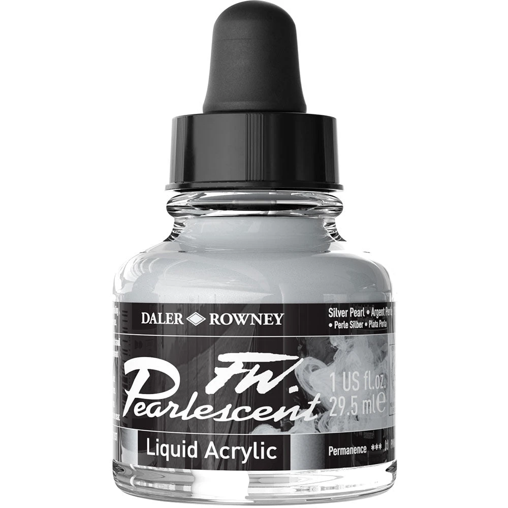 Daler Rowney FW Pearlescent Ink 29.5ml Silver Pearl 3 Daler Rowney FW Pearlescent Ink 29.5ml Silver Pearl