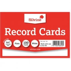 Silvine Record Cards Plain White