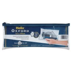 Helix Oxford 13"x 5" Clear Pencil Case Student Stationery