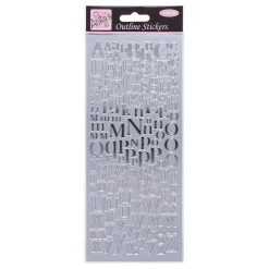 Anitas Outline Stickers - Mixed Serif Alphabets - Silver