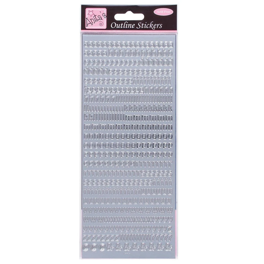 Anitas Outline Stickers - Small Letters - Silver Stickers And Peeloffs 3 Anitas Outline Stickers - Small Letters - Silver Stickers And Peeloffs