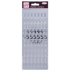 Anitas Outline Stickers - Large Numbers - Silver Stickers And Peeloffs