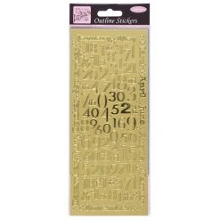 Anitas Stickers And Peeloffs Outline Stickers - Months And Numbers - Gold