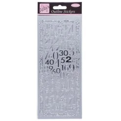 Anitas Stickers And Peeloffs Outline Stickers - Months And Numbers - Silver