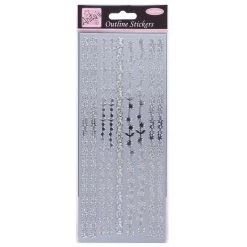 Anitas Outline Stickers - Floral Borders - Silver Stickers And Peeloffs