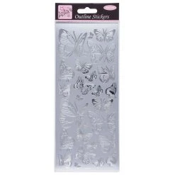 Anitas Outline Stickers - Butterfly - Silver Stickers And Peeloffs