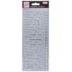 Anitas Stickers And Peeloffs Outline Stickers - Happy Anniversary - Silver