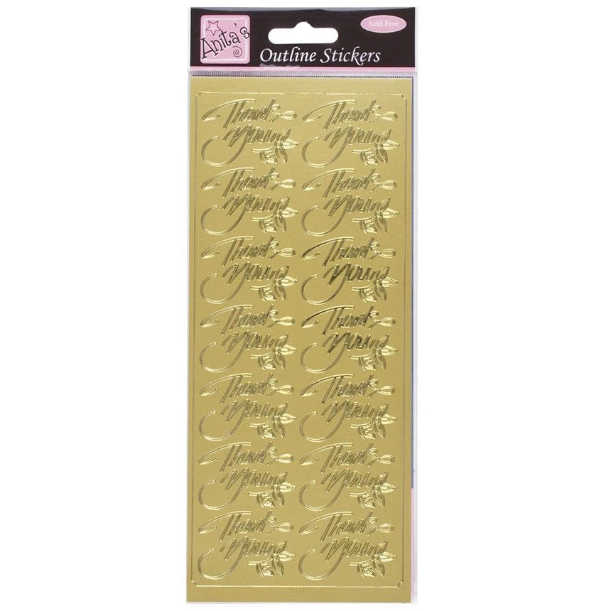 Anitas Stickers And Peeloffs Outline Stickers - Elegant Thank You - Gold 3 Anitas Stickers And Peeloffs Outline Stickers - Elegant Thank You - Gold
