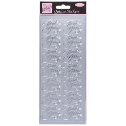 Anitas Stickers And Peeloffs Outline Stickers - Elegant Thank You - Silver