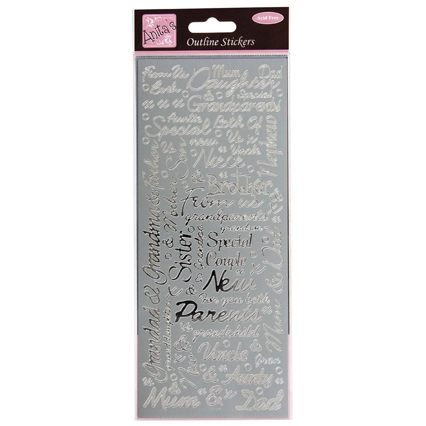 Anitas Outline Stickers - Couples - Silver 3 Anitas Outline Stickers - Couples - Silver