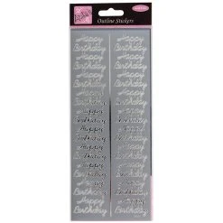 Anitas Outline Stickers - Birthday Repeated - Silver