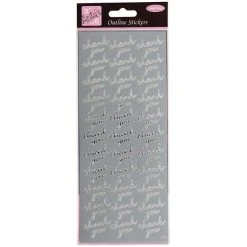 Anitas Outline Stickers - Thank You Repeated - Silver Stickers And Peeloffs