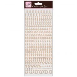 Anitas Outline Stickers - Small Numbers - Rose Gold On White