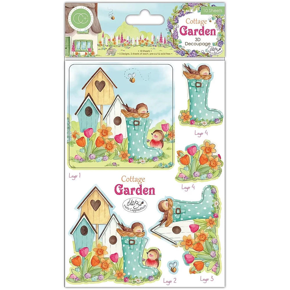 Craft Consortium Cottage Garden - 3d Decoupage Craft Embellishments 3 Craft Consortium Cottage Garden - 3d Decoupage Craft Embellishments