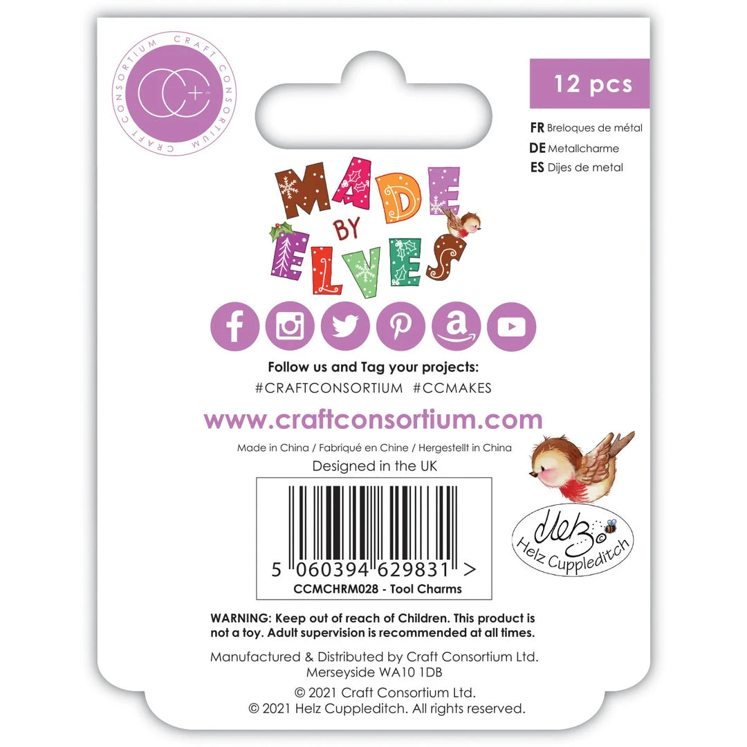 Craft Consortium Made By Elves - Metal Charms - Tools Craft Embellishments 5 Craft Consortium Made By Elves - Metal Charms - Tools Craft Embellishments
