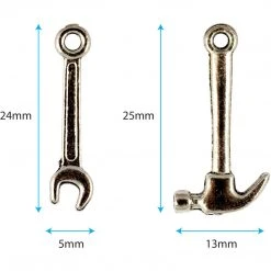 Craft Consortium Made By Elves - Metal Charms - Tools Craft Embellishments