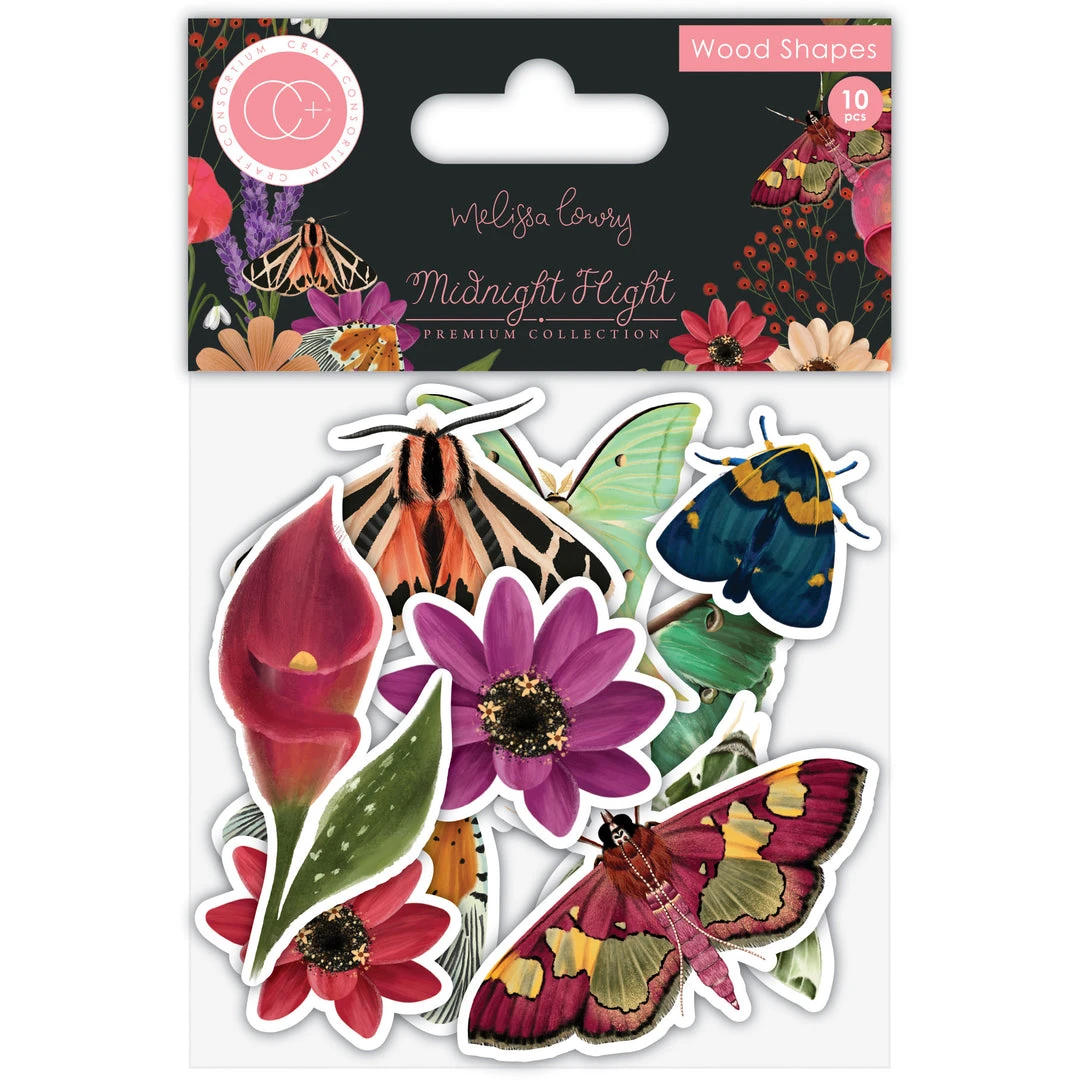 Craft Embellishments Craft Consortium Midnight Flight - Wood Shapes 3 Craft Embellishments Craft Consortium Midnight Flight - Wood Shapes
