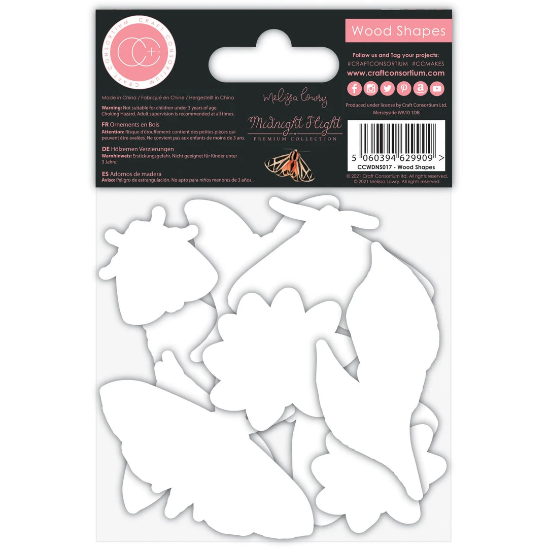 Craft Embellishments Craft Consortium Midnight Flight - Wood Shapes 4 Craft Embellishments Craft Consortium Midnight Flight - Wood Shapes