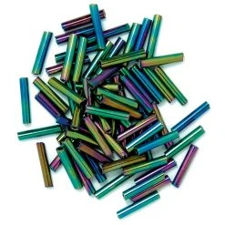 Craft Factory Long Bugle Beads 9mm: Rainbow