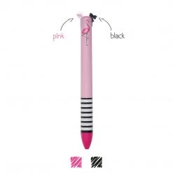 Legami Click Clack Two Color Pen - Miss Flamingo Student Stationery