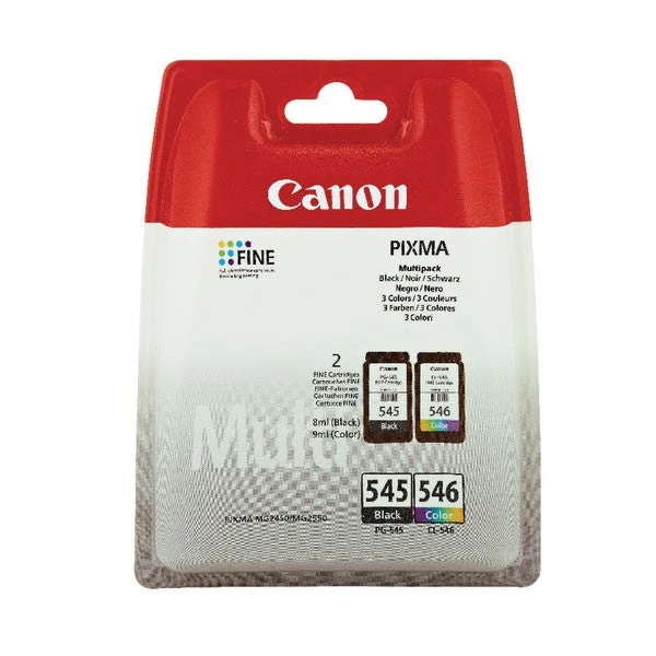 Canon PG-545/CL-546 Black /Colour Inkjet Cartridges 8287B005 3 Canon PG-545/CL-546 Black /Colour Inkjet Cartridges 8287B005